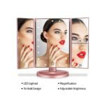 Superstar makeup magnifying mirror with LED light and 3x magnification.