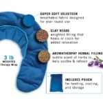 Weighted Neck Wrap with hot and cold aromatherapy, clay beads, and herbal filling on a soft velveteen fabric.