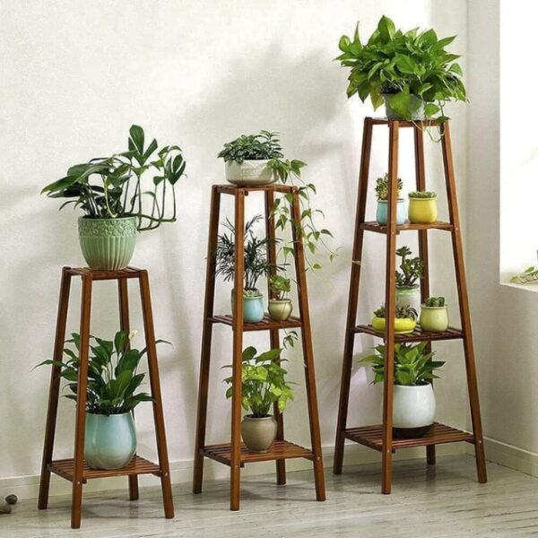 3-Layer Plant Stand, Wooden Storage Rack in Brown - Image 6