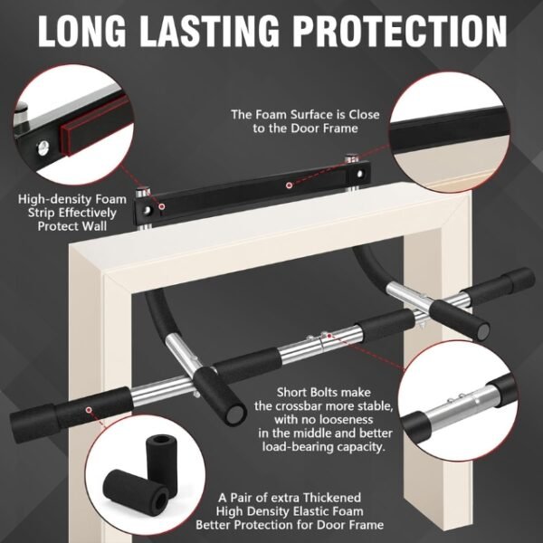 Sturdy Doorway Pull Up Bar with high-density foam protection.