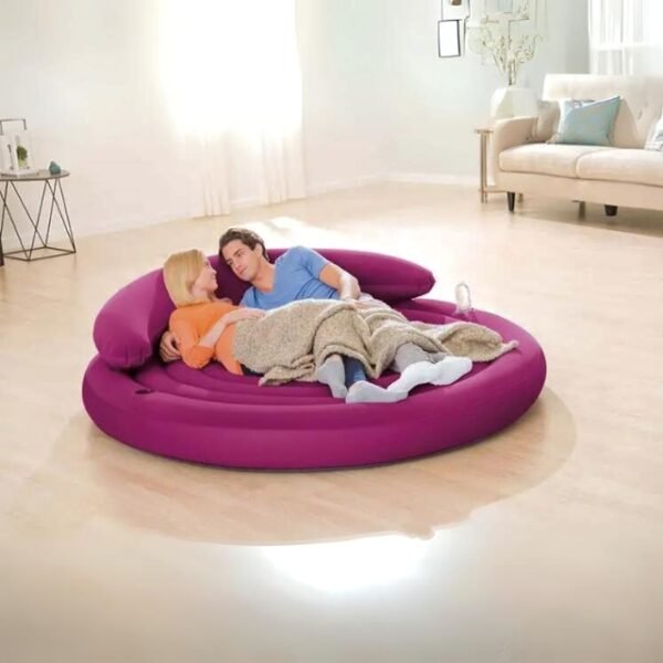 Romantic Couple Lounging on Comfy Intex Inflatable Sofa Bed.