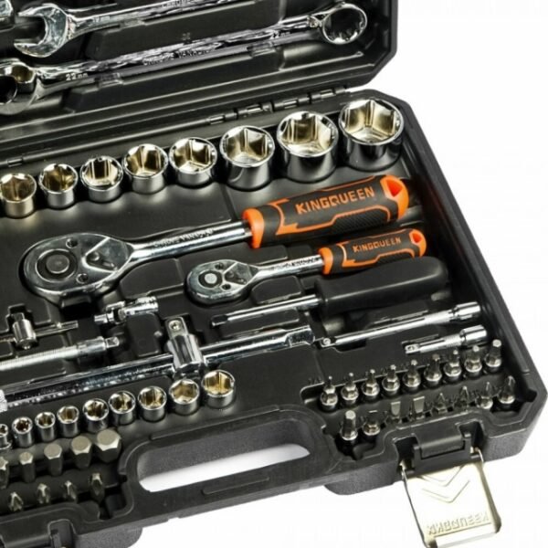 Close-up of KingQueen 82-Piece Tool Set with Pro Attachments.