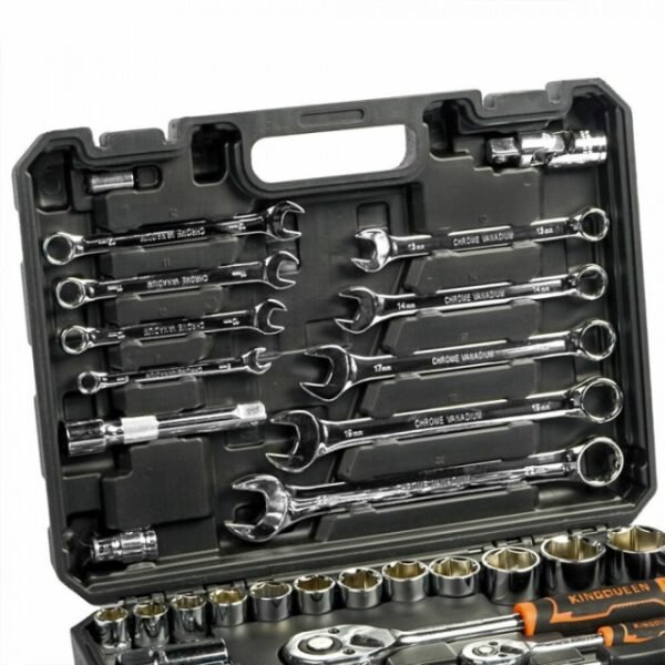 Versatile Toolkit: KingQueen 82-Piece Set with 9 Multi-Sized Wrenches.