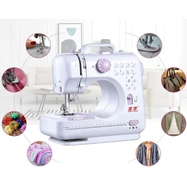 Versatile Mini Sewing Machine stitches pants, shirts, sweaters, and blankets.