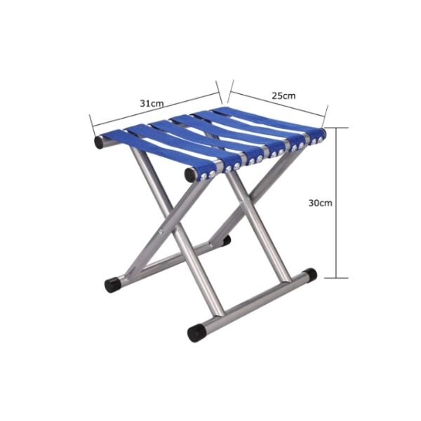 Precise measurements of outdoor foldable stool: 30 x 25 x 31 cm, compact and portable.