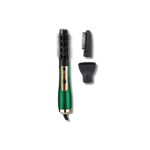 Remington hot air brush with 3-in-1 heads on white background. Metal and Ceramic Grille material.