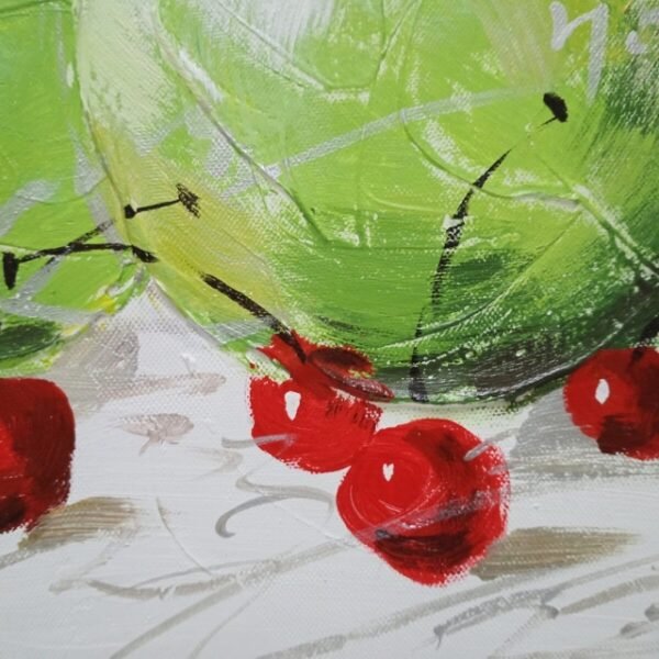 Wall decoration with apples and cherries canvas.