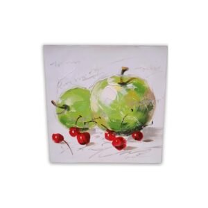 Apples and Cherries Canvas Painting 30×30 Acrylic Portrait