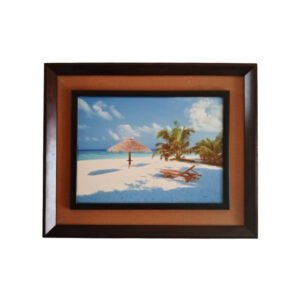 Beach View Portrait, Dual Border Frames on Canvas 44 x 54 cm