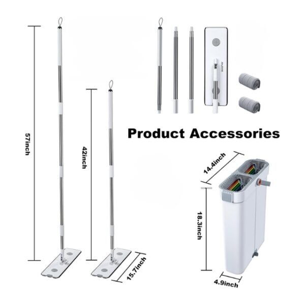 Cleaning Mop Set - Telescopic Handle, Extra Pad, and Accessories.