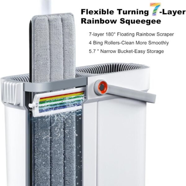 Slim Bucket Design - 7-Layer Mop for Ultimate Cleaning and Storage.