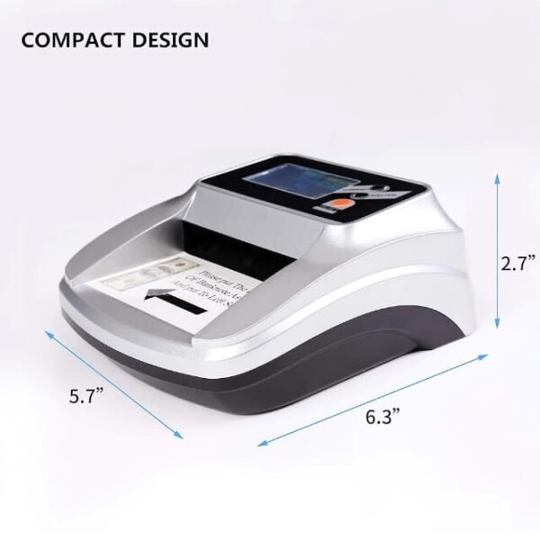 Space-saving, high-speed counterfeit money detector for easy use.