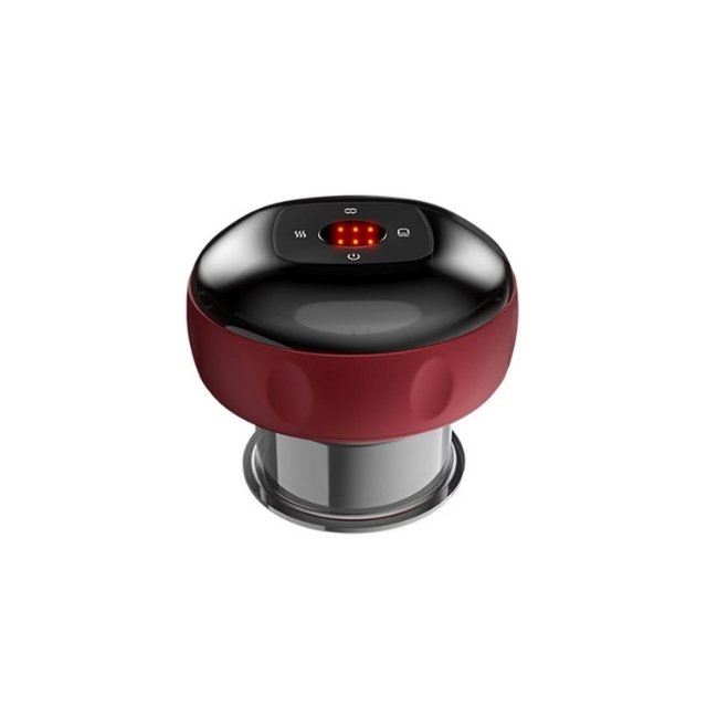 Cupping massage instrument in red and black with versatile massage modes.