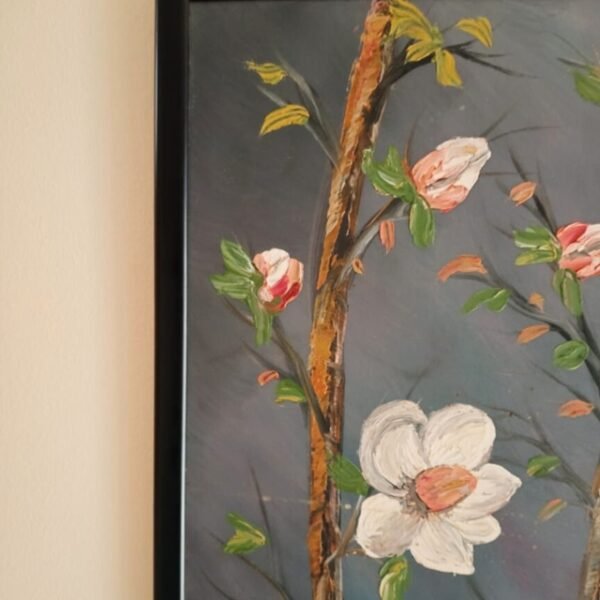 Side view of 'Blossoming Serenity' – a modern wall art with an elegant frame.