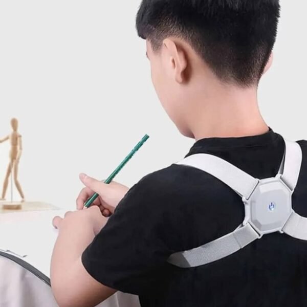 Man using intelligent induction posture corrector belt.