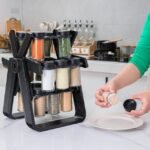 18 large glass jars included in our versatile spice rack set.