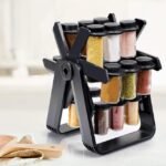 Rotating seasoning rack for quick access to your favorite spices.