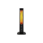 Kumtel Stand Heater in Black with 1200W Power Controls on White Background.