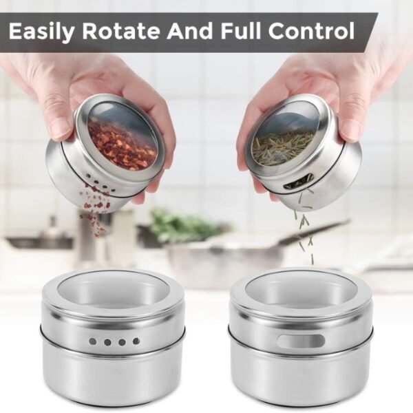 Magnetic Spice Holders Enhance Culinary Control.