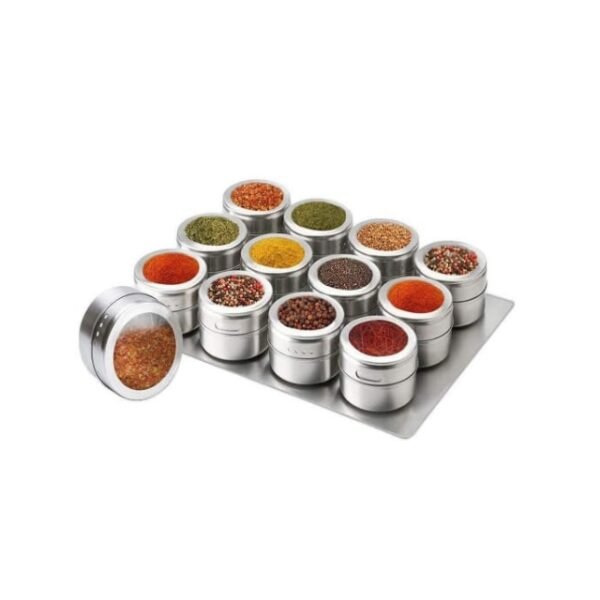 Compact and Portable Magnetic Spice Holders on Tray.