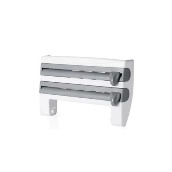 Paper towel dispenser with triple roll, wall mount, and aluminum material for stylish use.