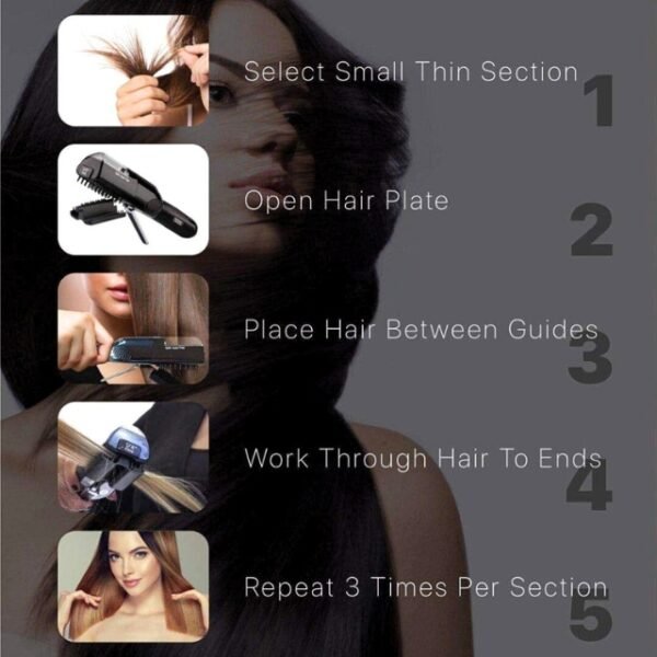 Step-by-step guide on using Umate split end trimmer for healthy, styled hair.