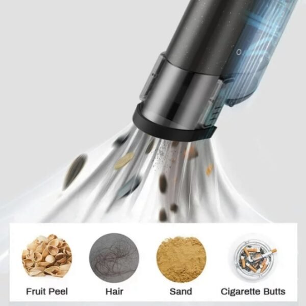 Powerful 15000Pa suction for cleaning fruit peel, hair, sand, and more.