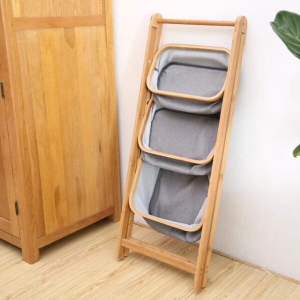 Collapsible and foldable 3-tier laundry rack for versatile use.