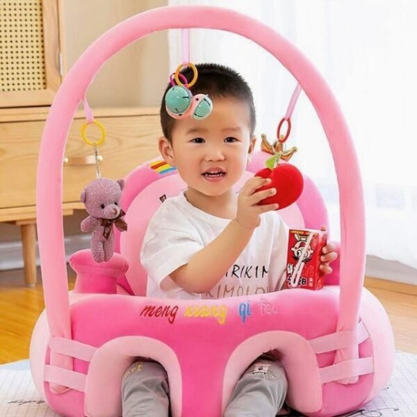 Cloud-like Pink Baby Seat for Comfortable Sitting.