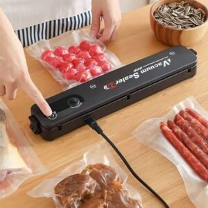 Food Vacuum Sealer with 10 Sealing Bags in Black