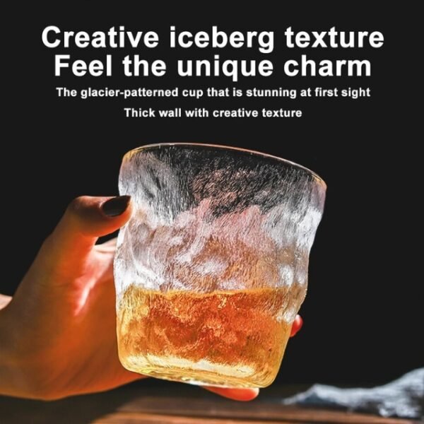 Creative iceberg texture fills our glassware cup set with unique charm.