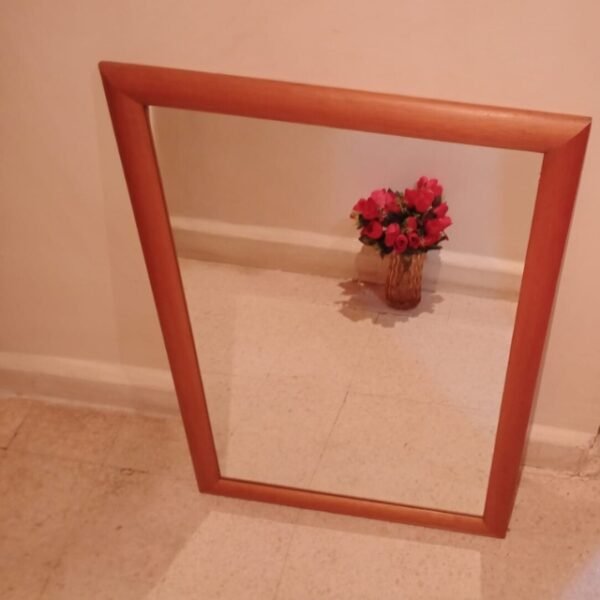 Household mirror with wooden frame home decor, illusions, and reflections