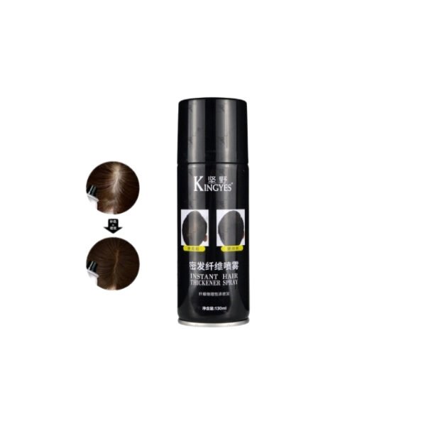 KingYes hair thickener spray holding hair glossily.