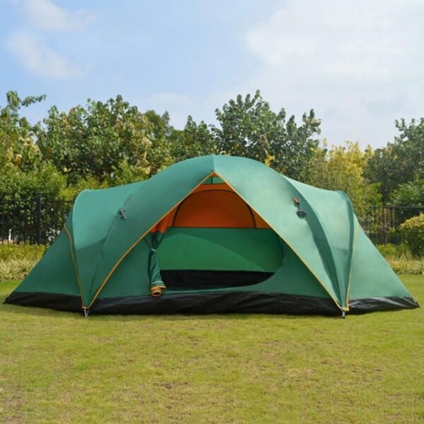 Innovative design for organized storage in camping tent.