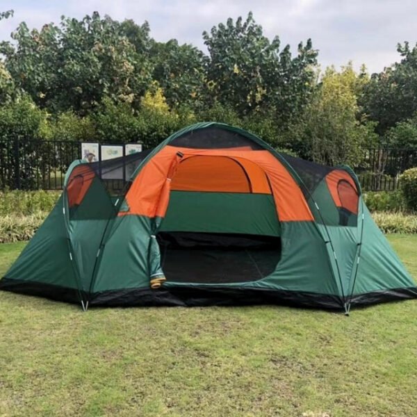 Foldable and portable outdoor tent for group gatherings.