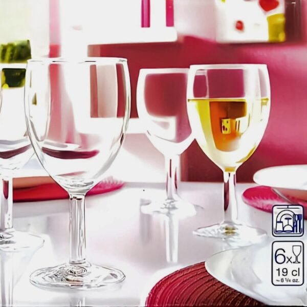 Stylish Table Setting: 6-Piece Luminarc Wine Glass Set.