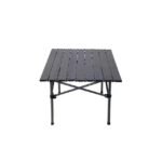 Modern foldable table in black for indoor and outdoor versatility.