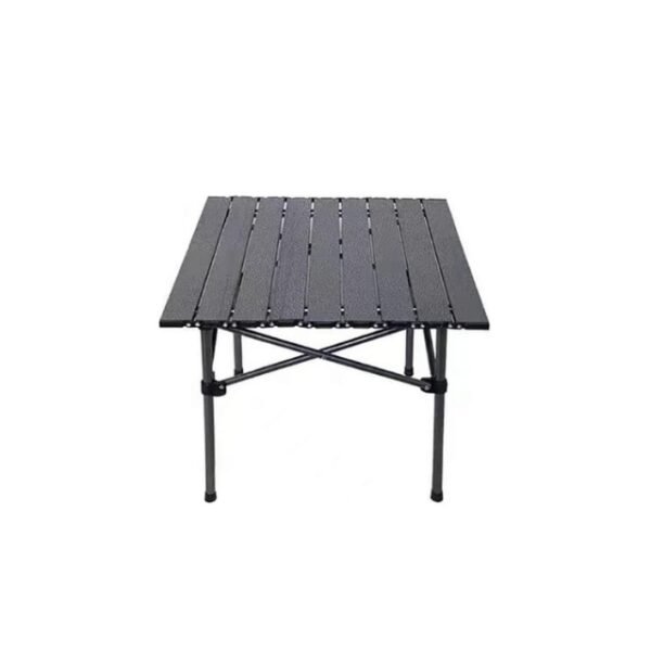 Modern foldable table in black for indoor and outdoor versatility.