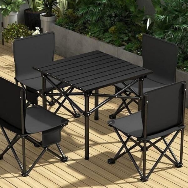 Portable and stylish black modern foldable table for outdoor fun.