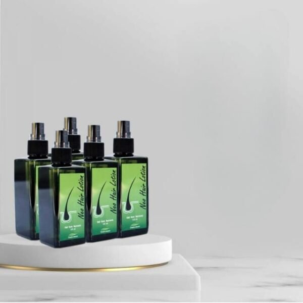 Elegant Display of Neo Hair Lotions - Compact Size, Remarkable Benefits.