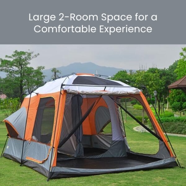 Spacious 2-room outdoor camping tent for ultimate comfort.