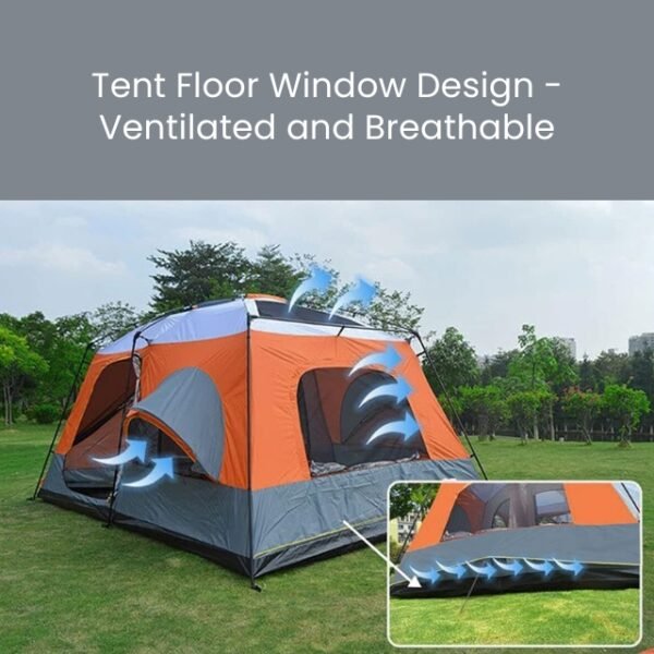 Ventilated design with tent floor window for a breathable experience.