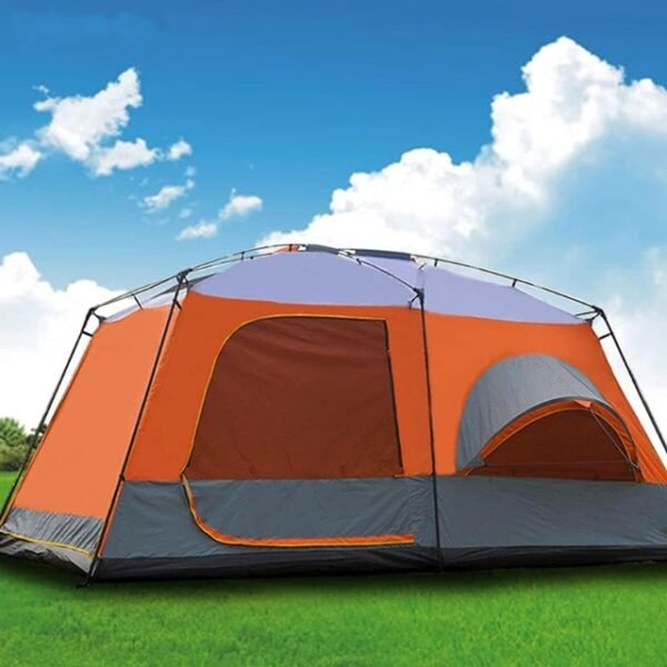 Stylish tent on grassland, perfect for picnics and camping adventures.