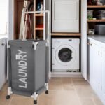 Grey Oxford laundry basket - 63L capacity.