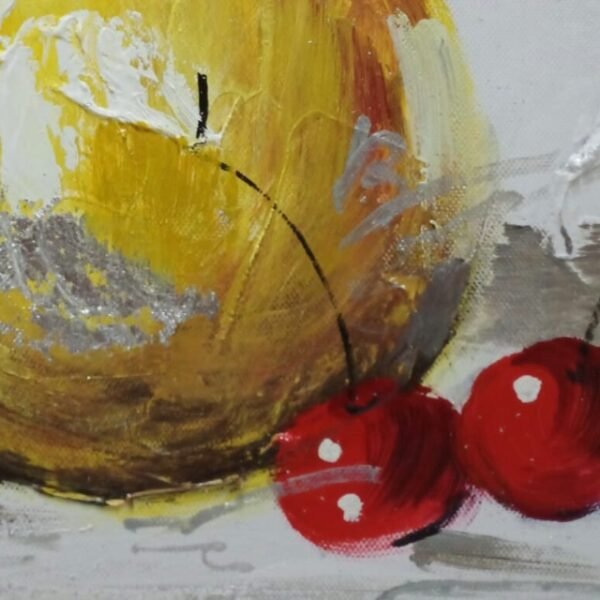 Contemporary Pear and Cherries Canvas for Stylish Spaces.