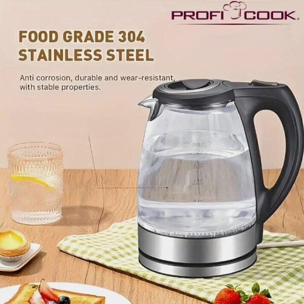 Food-grade 304 stainless steel in Proficook kettle.