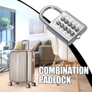 Security Combination Padlock, 10-Digit Steel Lock