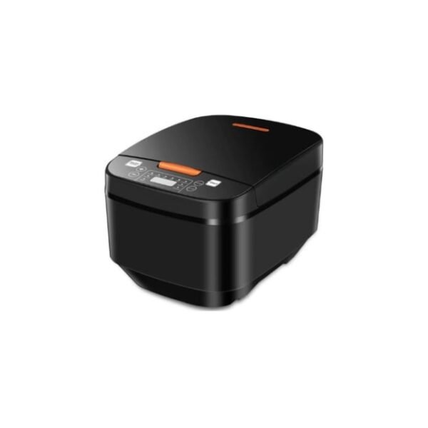 Smart Rice Cooker - Black, Sleek Design, Pre-Programmed Settings.