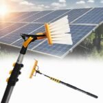 Efficient solar panel cleaning brush in action.