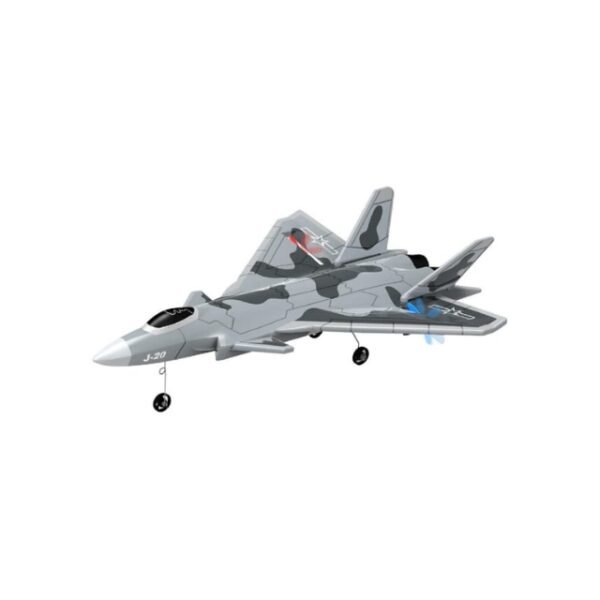 Stylish Camo Grey Foam J-20 Fighter Jet on White Background.